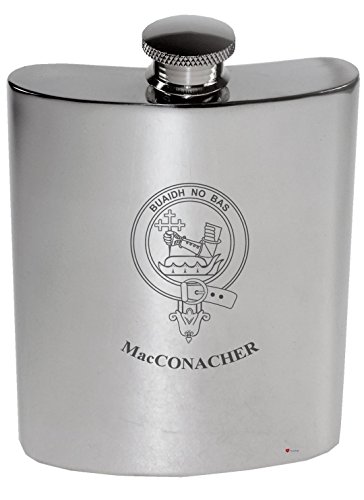 Flasque étain poli MacConacher fiole de poche hip flask 6 oz avec gravure héraldique - 2