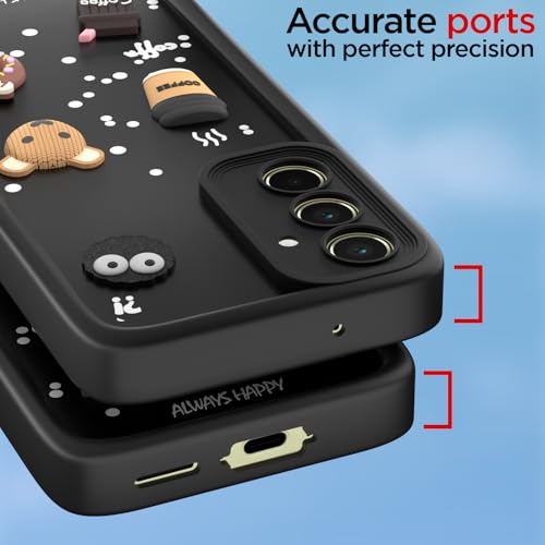 Image of Outlouders Back Cover for Samsung Galaxy A55 5G | 3D Cartoon Cute Fun Bear | Silicone Full Body Protection Bumper Case (Black)