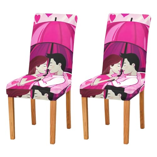 JUMBEAR Coppie coprisedie per San Valentino, per sala da pranzo, 4 pezzi, elasticizzato, rimovibile, lavabile, coprisedia decorativo