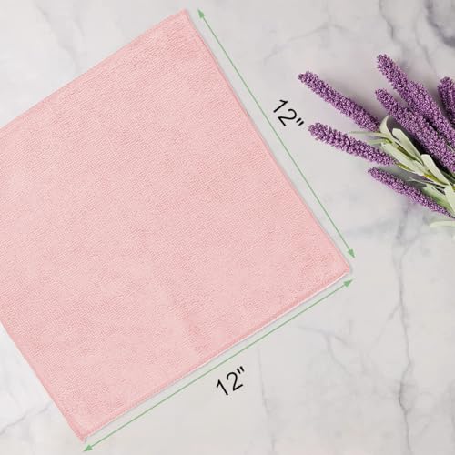 Image of UNIMADE Washcloths Bulk - 10 Pack - Face Towels (12 inch x 12 inch), Highly Soft Wash Cloths and Hand Towels, Fast Drying Multi-Purpose Microfiber Cleansing Cloths for Bathroom, Hotel, Spa, and Salon - Pink