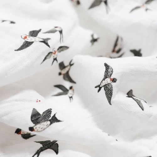 Image of Little Unicorn 100% Natural Organic Cotton Muslin Swaddle Blanket 2 Pack | Giftable Set of 2 swaddles (Swallows)