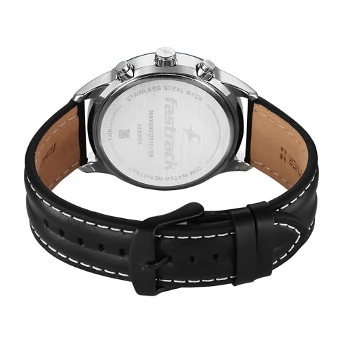 Image of Fastrack Overdrive Quartz Blue Round Dial Men's Watch | Leather Strap Material | Watches for Men Analog - 3332KL02