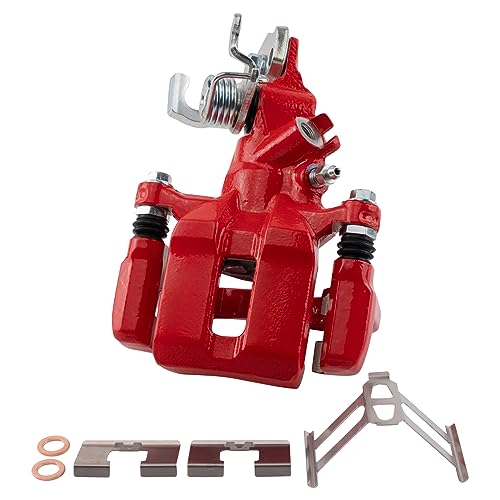 Image of TRQ Rear Right Brake Caliper w /Bracket Performance Red Passenger Side