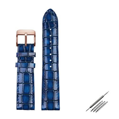 HOYOPJ NR_CeNX`CalfskinU[EHb`Xgbv18mm 20mm 22mm̎voh݊̂j̎vANZT[\bhobNu[O[uE(Blue Rose gold,22mm)