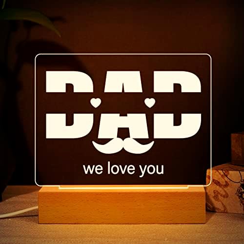 Dad Birthday Gifts, Night Light Engraved with Thankful Saying Gifts for Dad, Valentines Gifts for Dad, Birthday Gifts for Dad, Dad Gifts from Daughter and Son, Dad Valentines Gifts