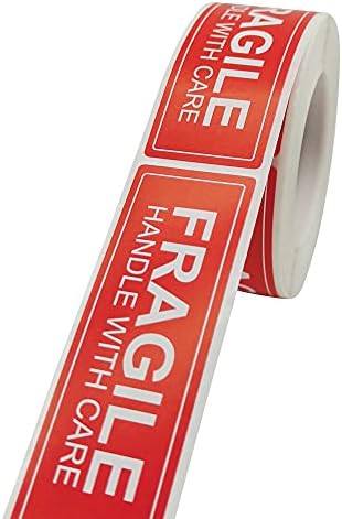 3" X 1" Fragile Handle with Care Warning Stickers for Shipping and Packing-250 Permanent Adhesive Labels Per Roll