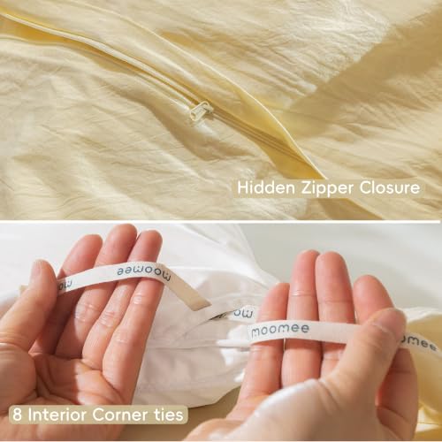 Image of MooMee Duvet Cover Set 100% Washed Cotton Linen Like Full
