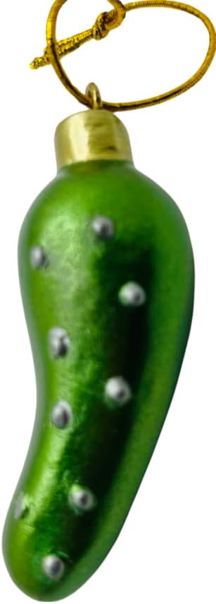 Miniatura 6 de Original alemán Weihnachtsgurke Pickle Ornamento tradicional poliresina árbol de Navidad decoración en una bolsa de regalo bávara