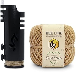 Hemp Wick Bundle Pack: 200 FT Beeline Hemp Roll + 1 Hemplights Hemp Wick Lighter (Black)