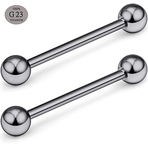 Scerring Grade 23 Titanium Externally Threaded Nipple Bar Barbell Rings Piercing Retainer 14G 9/16Inch Sold As A Pair #TOP1