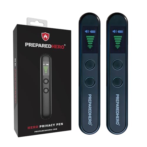 Hero Privacy Pen | 3-in-1 Travel Privacy Tool | RF Signal Detector Infrared Camera Lens Finder and Door Motion Alarm | Pocket-Sized No App Needed Rechargeable 2 Pack