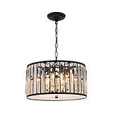 Weesalife Crystal Chandeliers for Dining Room Light Fixtures Over Table， 6 Lights Modern Chandeliers for Bedroom，Drum Chandeliers for Kitchen Island Living Room Entryway Bar D16 Inch
