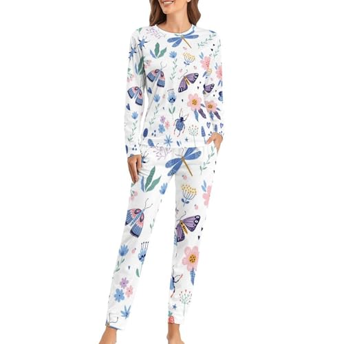Pyjama femme Papillon Fleuri ensemble de nuit fluide contre les réveils nocturnes