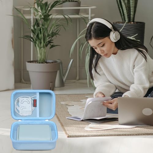Image of Elonbo Carrying Case for iHealth Track Smart Upper Arm Blood Pressure Monitor, Wireless Bluetooth Blood Pressure Monitor Hard Travel Bag, Mesh Pocket fits Range Cuff. Light blue