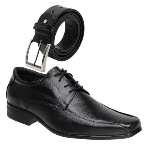 Genérico, Sapato Social Masculino Ortopédico em Couro Legítimo com Cinto, Preto, Estilo Confort, Design Clássico, Solado Antiderrapante, Para Uso Casual e Formal (Preto, BR, Adulto, Numérico, 45)