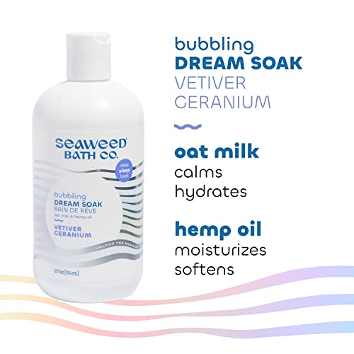 Seaweed Bath Co. Bubbling Dream Soak, Vetiver Geranium Scent, 12 Ounce, Sustainably Harvested Seaweed, Oat Milk, Hemp Oil #TOP4