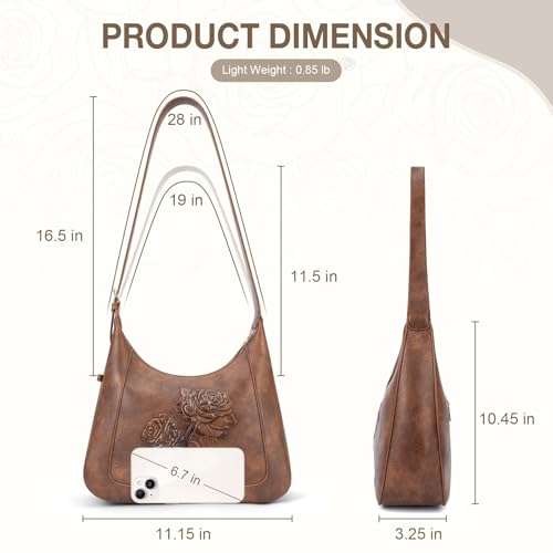 Image of Shoulder Bag for Women, Small Embossed Vegan Leather Hobo Purse | Elegant Crescent Shape Shoulder Purse with Top Handle, Adjustable Strap, Underarm Style for Daily Use, Travel & Gift Choice