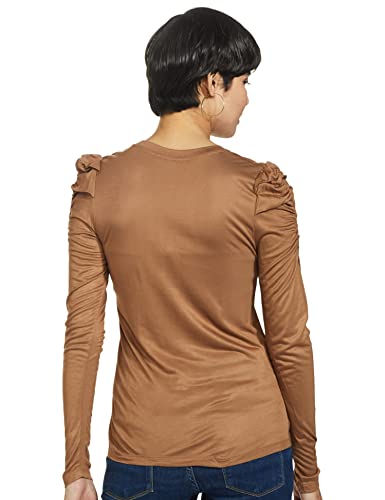 Image of Marks & Spencer Womens Solid Viscose Crew Neck Regular Fit Long Sleeve Top