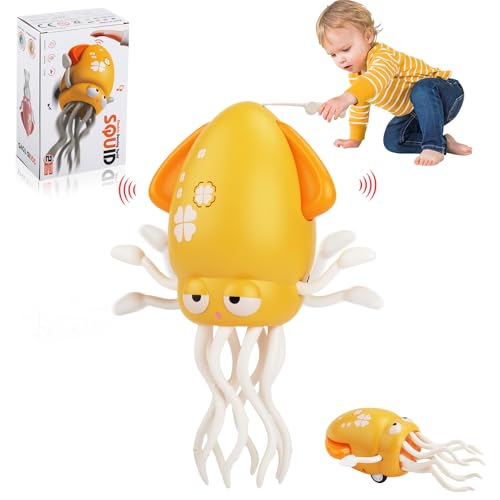 KIMIGO Brinquedo mágico elétrico polvo dançarino gatinhar com LED e música, Electric Dancing Octopus Toy para Tummy Time bebé 6-12 meses, presente para meninos e meninas 12 3 4 5 anos aniversário ou