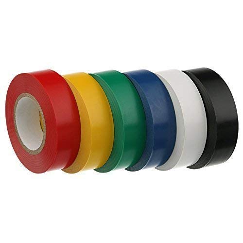 0.130 mm X 18 mm 8 Meter Self Adhesive PVC Electrical Insulation Tape-Colored Pack of 10 Pieces (Random Color)