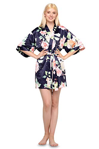 Image of Turquaz Women's Silky Satin Kimono Robes for Bridesmaids, Bride, Short Loungewear, Lingerie Dressing Gown Silk Like VS Robe