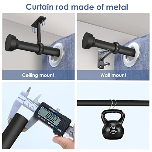 Yajuxiu Rustic Curtain Rod, Industrial Curtain Rods For Windows 48 To 86 Inches, Blackout Wrap Around Curtain Rod, For Indoor And Outdoor, Simple Modern Design, 30 To 86 Inches, Black #TOP2