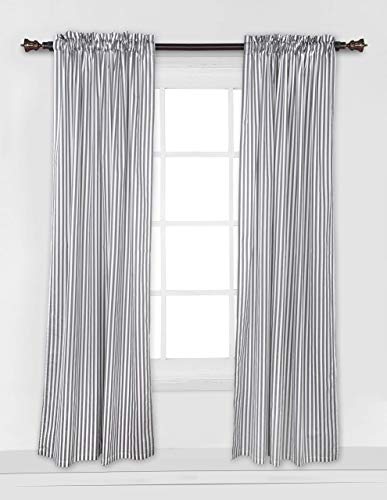 Bacati - Grey Pin Stripes Single Curtain Panel 100 Percent Cotton Percale Sold Individually #TOP2