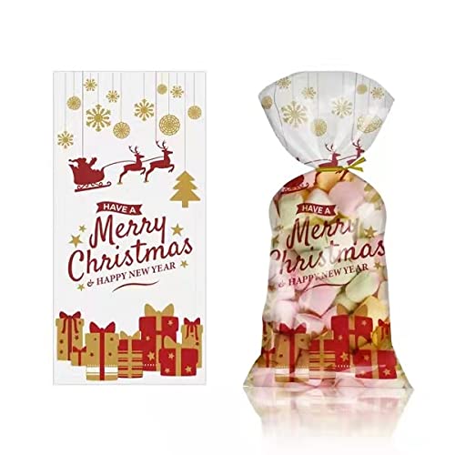 50 sacchetti regalo di Natale sacchetti trasparenti per regali di Natale per la casa, caramelle, biscotti regalo, sacchetti per avvolgere-B01