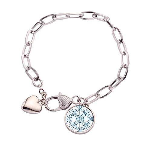 Bracelet charms cœur bleu taille M en métal tendance pour femme