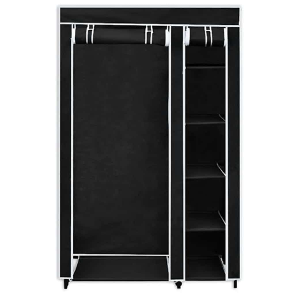 Fengshui Szafka składana, czarna, 110 x 45 x 175 cm | Pokrowiec z włókniny, stalowa rama, zwijane drzwi z zamknięciem, oszczędność miejsca, do piwnicy lub kempingu