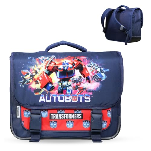 Cartable primaire garçon 38 cm bleu grand rangement pour le dos