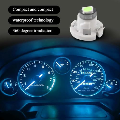 Image of 10PCS T4.2 Led Bulb Neo Wedge 10mm Base, Car Interior Dash Light, 12V IP65 Waterproof 3030 Chip LED Super Bright A /C Indicator Light, Climate Control Switch Indication Bulb for Cars (Ice Blue)