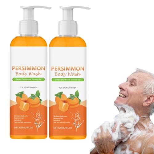 Persimmon Körperwaschmittel, 2er-Pack Feuchtigkeitsspendendes Duschgel mit Kaki und Grünem Tee, Natürliches Duschgel für Ältere Menschen, Purifizierender Eliminierer, zur Entfernung von Körpergeruch