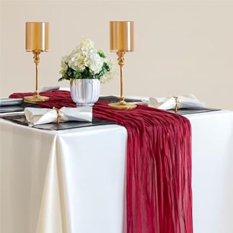 90cmX300cm Red Table Runner, Elegant Dining Table Decor Cover