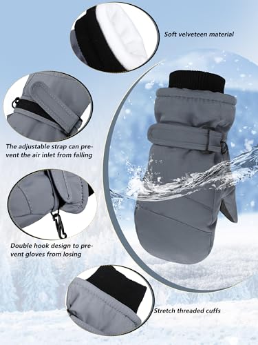 Image of SATINIOR Kids Snow Mittens Waterproof Winter Ski Gloves Warm Thicken Snow Gloves for Girls Boys