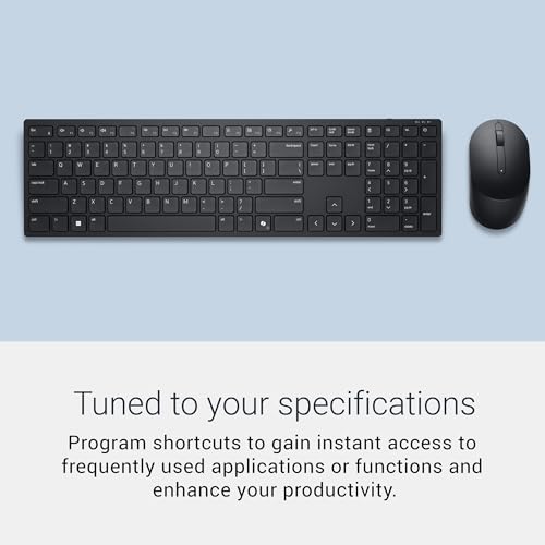 Image of Dell Advanced Wireless Keyboard and Mouse - KM520 - Wireless, 2.4 GHz Interface, USB Wireless Receiver, Volume, Mute Hot Keys, 3 Mouse Buttons, US English, 1 Year Limited Warranty - Black