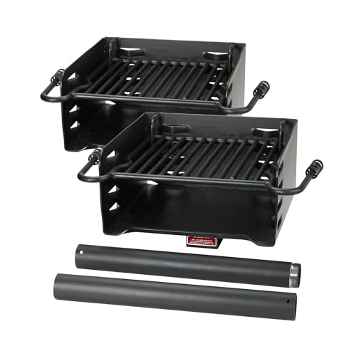 Pilot Rock 2 Pack Charcoal Grill, Park Style BBQ Camping Grill with Swivel, H-16 B6X2