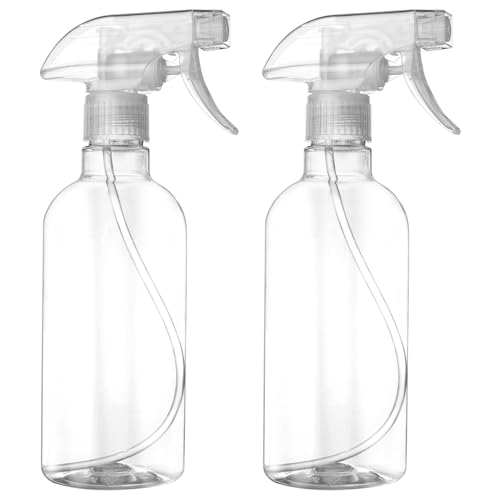 DIYSELF 2 Pack Spray Bottles for Cleaning 16 oz/500 ml Water Empty Spray Bottle Heavy Duty Plastic Clear Squirt Mist Spray Bottles for Hair Plants Pet Alcohol Lab Reagent Refillable Sprayer Bottle