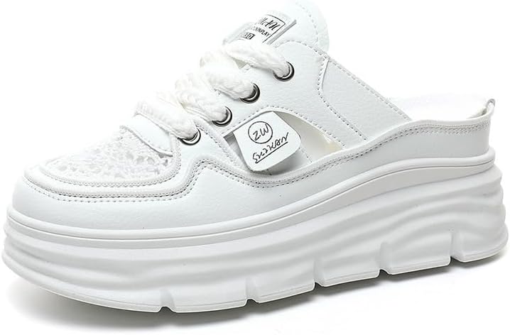 Comfortable Women's Platform Sneakers with Breathable Cutout Design and Lace Up Closure - Perfect for Summer