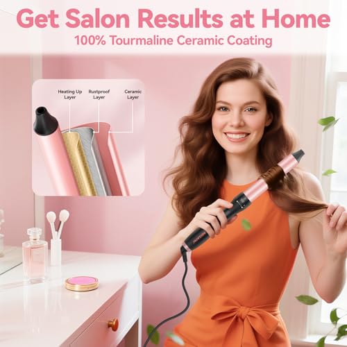 Image of MOCEMTRY 5-in-1 Curling Wand Set (0.9 cm-3.2 cm) with 3 Barrel, Bubble Curling Wand and 3 Ceramic Barrels, Curling Iron 1 Inch Curling Tool for Women with Two Temperature Control