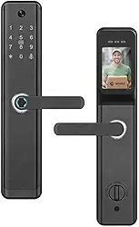 Fechadura Digital Wi-Fi FDH12 com Impressão Digital e Câmera Integrada - Acesso por Senha, Cartão e App, Segurança Inteligente para Portas Residenciais