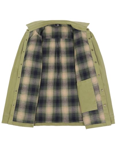 Image of ZENTHACE Men's Full Flannel Lined Shirt Jacket, Heavy Washed Rugged Cotton