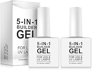 5 in 1 White Builder Base Gels,2Pcs 15ml Nail Strengthener Gel,UV/LED Nail Polish Coat for Broken Nails Repair Nails Extension Nail Decoration