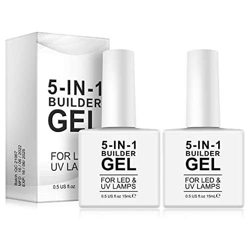 5-in-1 transparente Basisgel, 2 Stück 15 ml Nagelstärker-Gel, UV-/LED-Nagellack für gebrochene Nägel, Reparatur-Nägel, Verlängerung, Nageldekoration Cover
