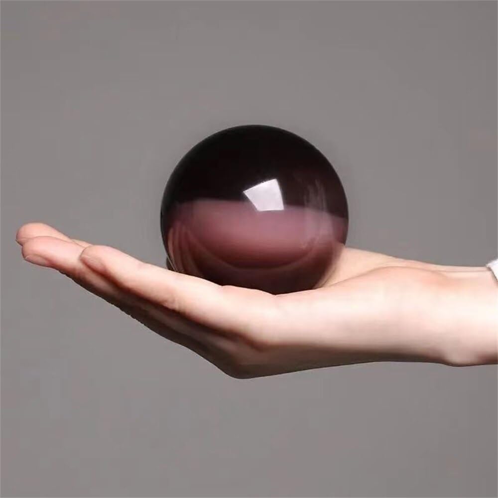 AUOQKQUT Quartz 40mm Cat Eye Crystal Ball Purple Cat's-Eye Opal Decor Crafts Sphere Stone Office Ornaments