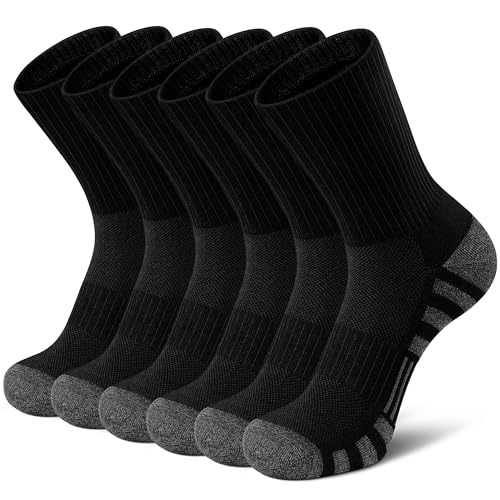 Image of Airacker Athletic Socks Sport Running Calf Socks Performance Cushioned Breathable Crew Socks for Men Women(6 Pairs)