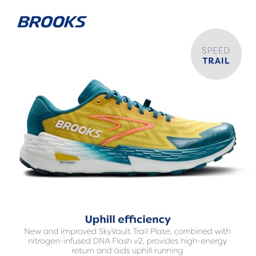 Brooks Men's Catamount 4 Speed Trail Running Shoe - Quince/Celestial/Neo Ember - 9 Medium Multicoloured