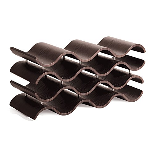 Seville Classics 12-Bottle Wooden Wavy Wine Rack, Espresso