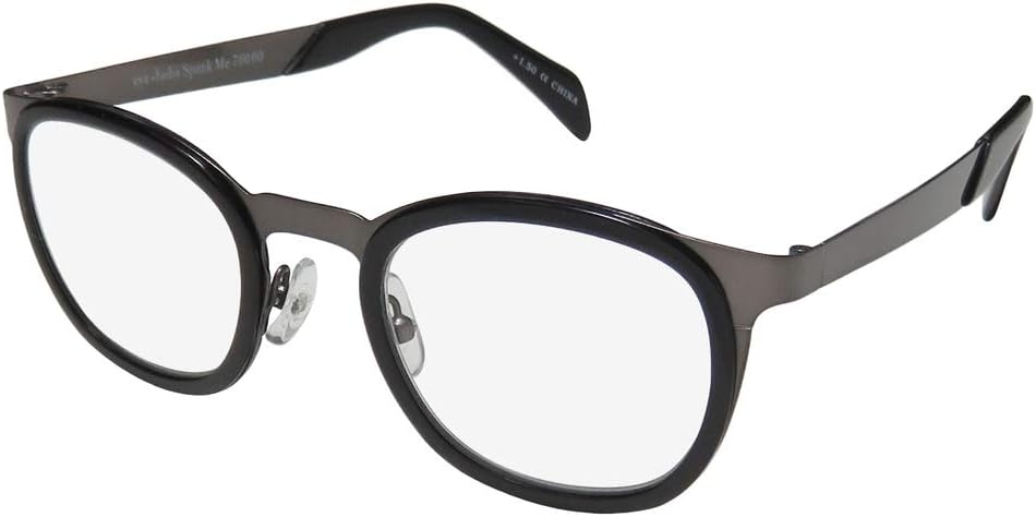 Eyebobs Spank Me 760 Mens/Womens Round Full-Rim Authentic Contemporary in Style Reading Glasses/Readers (44-18-135 / Power: +1.50, Black)