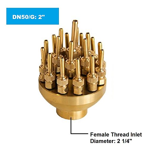 NAVADEAL 2" DN50 Brass 3 Tier Adjustable Water Fountain Nozzle Spray Pond Sprinkler - for Garden Pond, Amusement Park, Museum, Library - Thumbnail 4